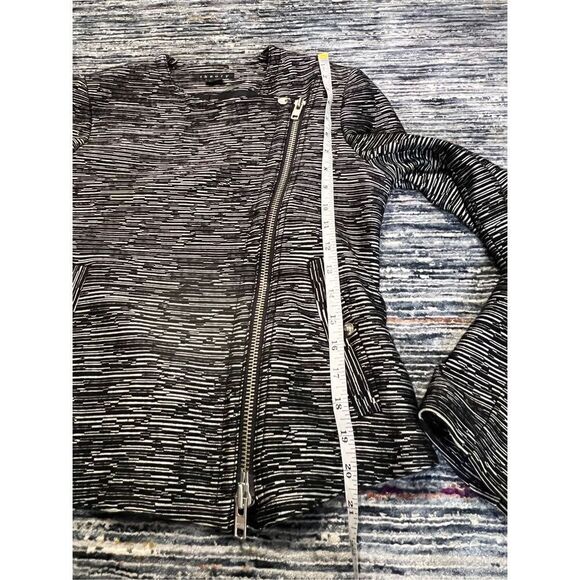 THEORY biker zip black white jacket size 4 - Picture 9 of 10